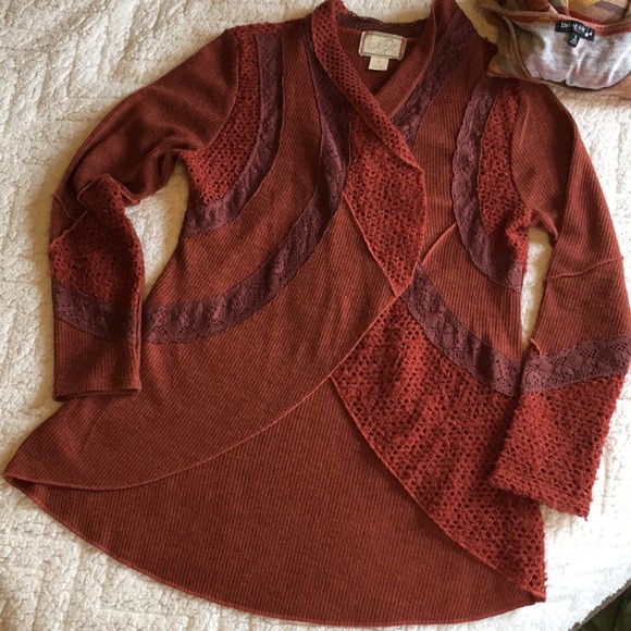 Buckle Sweaters - Buckle Nic & Mo Rusty Reconstructed Boho Cardigan